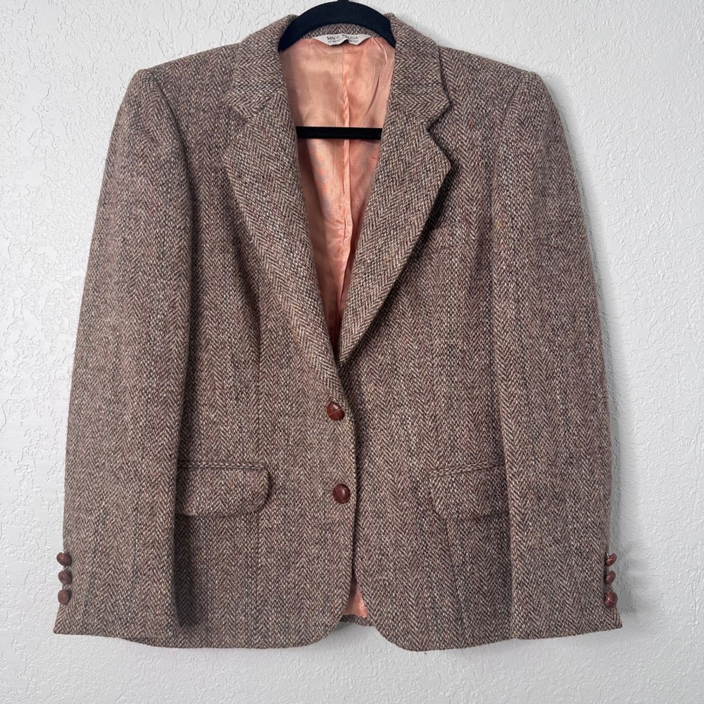Women's Brown Tweed Blazer Jacket